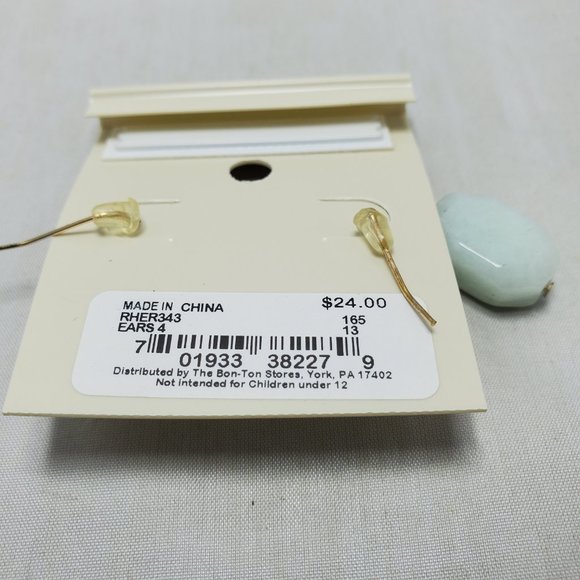 Ruff Hewn Bohemian Ornate Gold Jade Tone Drop fish hook Earrings - Picture 4 of 4